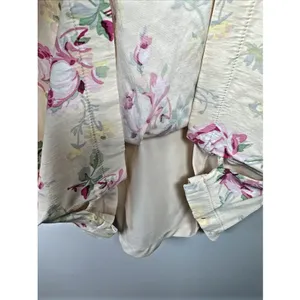 Zara Medium Dress Womens Floral Short Sleeve 90s Style‎ Yellow Pink Roses Lined thumbnail 12