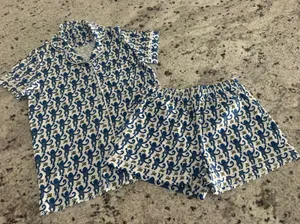 Roller Rabbit 2pc monkey-print pajama shirt & short set S Small thumbnail 1