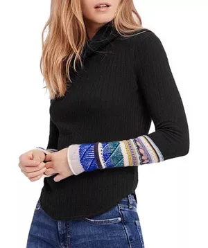 FREE PEOPLE Long Sleeve Mixed-Up Cuff Sweater‎ Size Medium thumbnail 1