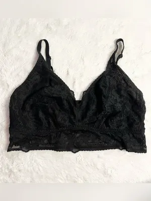 VS PINK Black Lace Bralette Size Large Wireless Comfortable thumbnail 13