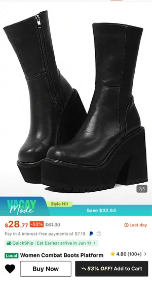 SheIn Women Platform Combat Boots thumbnail 2