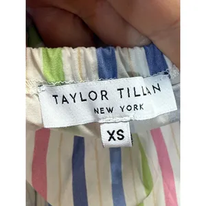 Taylor Tillan Mini Dress Womens XS Multi Color Stripe Tie Back Sun Dress thumbnail 4
