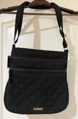 Vera‎ Bradley Black Quilted Triple Zip Hipster Crossbody Bag thumbnail 1