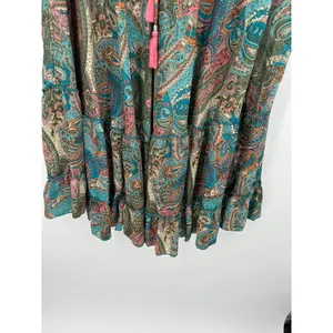 Catherine Malandrino‎ Womens Paisley Satin Maxi Skirt Size L Boho Gypsy Hippie thumbnail 3