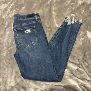 American Eagle Outfitters Dark Blue Distressed Hi Rise Jegging Skinny Jeans thumbnail 3