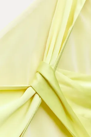 Zara maxi dress satin effect formal wedding asymmetrical lemon yellow wedding thumbnail 7