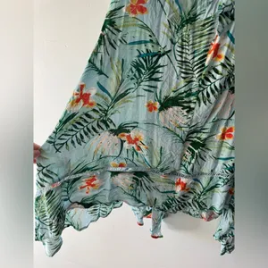 NEW!! Lulus St Tropez Mint Blue Leaf Print Halter‎ Dress thumbnail 5