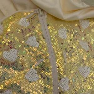 Beginning Boutique NWT Festive Y2K Sequined Yellow Heart Pattern Tube Top Size:12 thumbnail 6