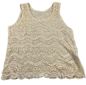 LG/XL Creme Floral Lace stretch Tank top thumbnail 1