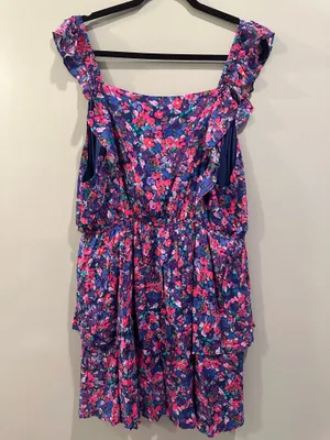 NWT Emily Wonder Purple Ruffle Sleeve Tiered Dress thumbnail 5