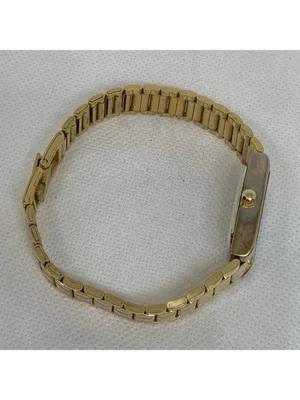 Vintage Armitron women watch gold tone 19mm black dial quartz analog 7” running thumbnail 7