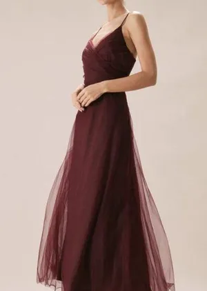 RIHOAS The Wine Red V Neck Mesh Wrap Maxi Dress 04 thumbnail 1