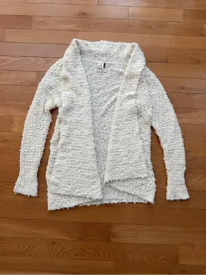 Akemi + Kin Anthropologie Cozy Open-Front Cream Women's Cardigan Sweater Size M thumbnail 9