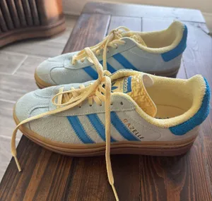 Blue and yellow platform adidas gazelle  thumbnail 1
