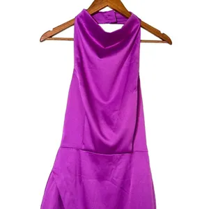 Elliatt Asymmetric Satin Cocktail Dress Violet Halter Small NWT Defect thumbnail 4