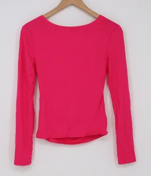 Unbranded Top Womens Medium Open Back Cowl Pink Long Sleeve Slim Excellent thumbnail 1