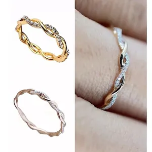NEW 14k‎ Gold Plated Sterling Simulated Diamond Eternity Band Ring, Size 7.5 thumbnail 3