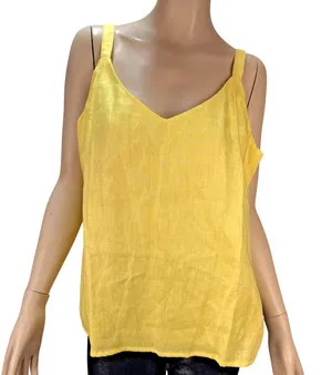 Boston Proper Polished Linen V-Neck‎ Tank Top Shirt Size XL Lemon Drop Yellow thumbnail 1