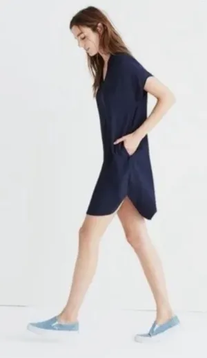 Madewell Navy Blue‎ Bicoastal Dress Slouchy Shift Short Sleeve Size XS thumbnail 1