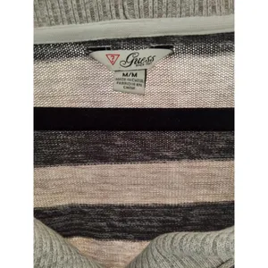 Women's Guess Striped Cowl Neck Sweater with Kangaroo Pocket Size M Gray, Black thumbnail 2