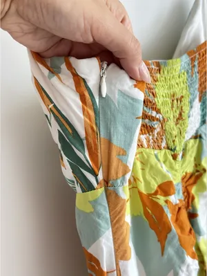 ASTR The Label Tropical Ruched Mini Dress Linen Blend Size M thumbnail 8