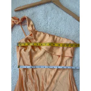 Lulus Naima Light Orange Satin One-Shoulder Midi Dress Size Small Cocktail Sexy thumbnail 8