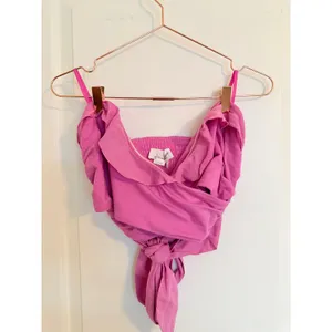 Anthropologie Strapless Wrap Top Women Size M Pink Rose New Boho Ruffle‎ Crop thumbnail 5