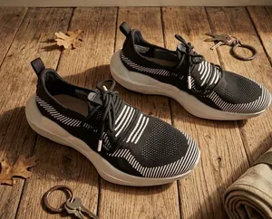 Sorel Black and White Knit Lace-Up Athletic Sneakers thumbnail 1