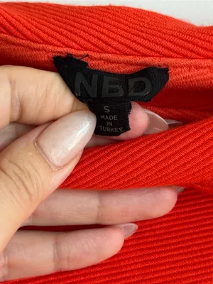 NBD Revolve Kade Midi Dress Red Orange One Shoulder Side Slit Bodycon Dress S thumbnail 5