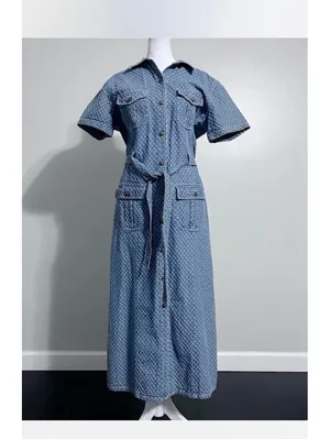 Jane Ashley Vintage Western Polka Dot Jean Maxi Dress thumbnail 2