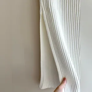 Amazon Women’s White Ribbed Sweater Midi Slit Skirt, Size Large thumbnail 8