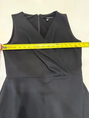 White House Black Market Black Sleeveless Faux-Wrap Midi Dress Size 8 thumbnail 3