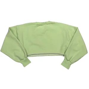 Aritzia TNA‎ Cozy AF Fleece Cropped Raw Hem Pullover Sweatshirt Green Size 2 XS thumbnail 3