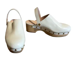 J. Crew Beige Leather Grommet Studded Convertible Clog Shoes Style Baa188 (8.5) thumbnail 1