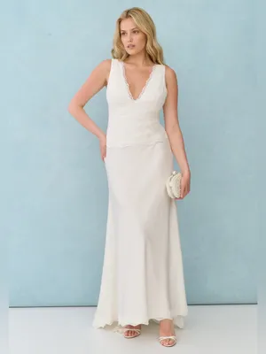 NWT Anna Dress Few Moda Little White Looks size 4 ivory lace maxi gown bride thumbnail 5