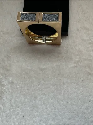 Gold and Black Rectangular Statement Bangle Bracelet thumbnail 6