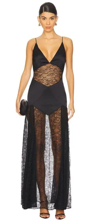 House of Harlow 1960 x REVOLVE Izrah Gown in Black Medium New Womens Lace Maxi thumbnail 1