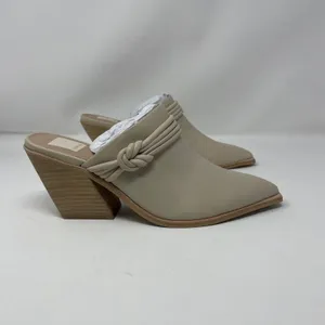 NEW Dolce Vita Sita Mules 9 Sand Nubuck Pointed Toe Block Heel Leather Slip On thumbnail 5