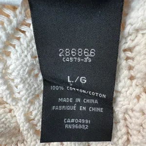 DALIA Pointelle Knit Tie Front Cotton Cardigan Sz Large Cottage Beachy Coastal thumbnail 11