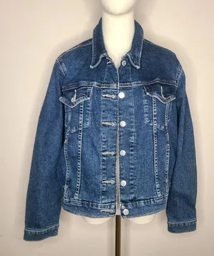 Signature Gold Levis Strauss Denim Light Stretch Trucker Jean Jacket Women XXL thumbnail 1
