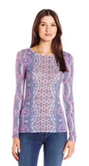 Philosophy Republic Clothing Women's Paisley Long Sleeve Lavender T-Shirt S‎ thumbnail 1