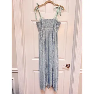 Jonathan Simkhai Blue Lace Maxi Dress Bustier Tie Shoulder Wedding Guest Size‎ 4 thumbnail 2