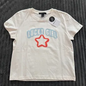 Forever 21 white Lucky Girl baby tee thumbnail 1