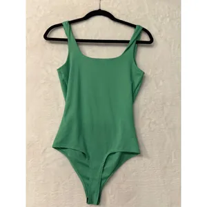 Live in the Moment Green Square Neck Tank Bodysuit Snap Closure‎ Medium thumbnail 6