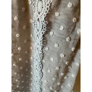 POL Grey Swiss Dot Lace Crochet Sleeveless Ruffle High Neck Boho Blouse Medium thumbnail 3