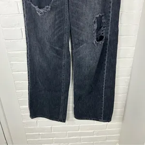 American Eagle Black Washed Denim Skater Jeans Size 4 Long thumbnail 6