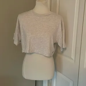 😻 Super Cute TNA Aritzia Light Grey Short Sleeve Cropped T Shirt thumbnail 3