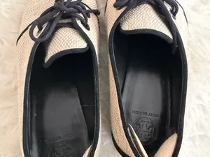 Tory Burch Fawn Oxford Linen Tan Espadrille Lace Up Loafers Shoes Women Size 9.5 thumbnail 8