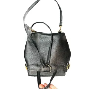 A New Day black faux leather convertible backpack Leather snap closure mini back thumbnail 2