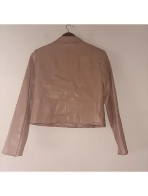 Tahari Tan Faux Leather Blazer Jacket Medium thumbnail 2